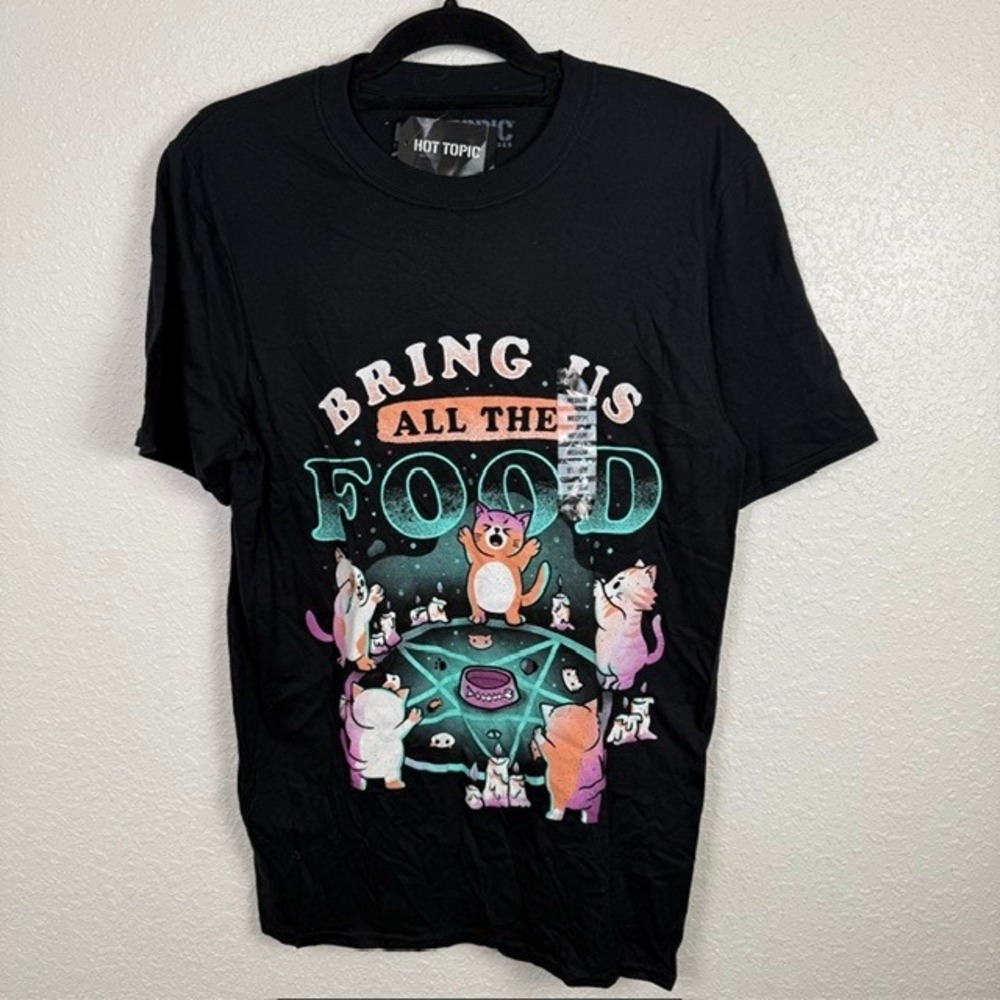 NWT Hot Topic Bring Us All The Food T-Shirt Eduely Graphic Black Medium